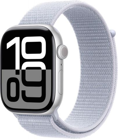 Apple Watch Series 10 GPS 46mm-Silver Aluminium Case with Blue Cloud Sport Loop
