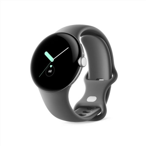Google Pixel Watch Bluetooth-Polished Silver Charcoal band