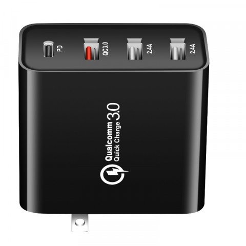 SDC-48W 4 Ports Multi USB Type C Fast Charger-Black