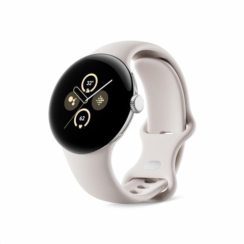 Google Pixel Watch 2 Bluetooth/WiFi Smart Watch-Polished Silver/Porcelain Band