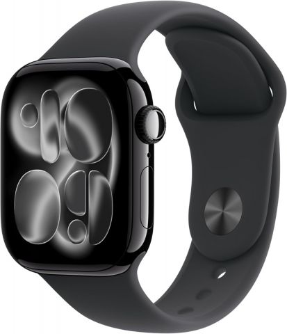 Apple Watch Series 11 GPS 42mm Jet Black Aluminum Case with Black Sport Band - S/M (MEQT4)