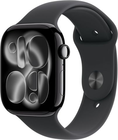 Apple Watch Series 11 GPS 46mm Jet Black Aluminium Case with Black Sport Band - S/M (MEUW4)