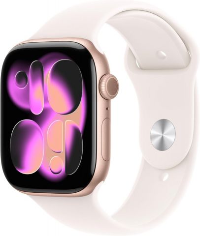 Apple Watch Series 11 GPS 46mm Rose Gold Aluminium Case with Light Blush Sport Band - M/L (MEV74)