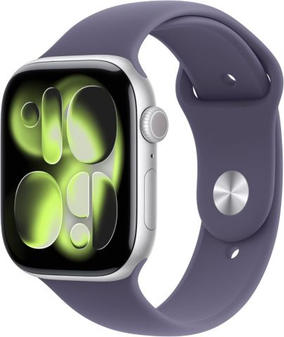 Apple Watch Series 11 GPS 46mm Silver Aluminium Case with Purple Fog Sport Band - M/L (MEVA4)
