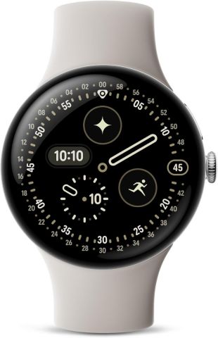 Google Pixel Watch 4 45mm Bluetooth/WiFi Smart Watch-Polished Silver with Porcelain Band