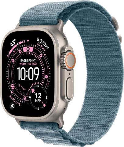 Apple Watch Ultra 3 GPS + Cellular 49mm Natural Titanium Case with Light Blue Alpine Loop - S (MEWK4)